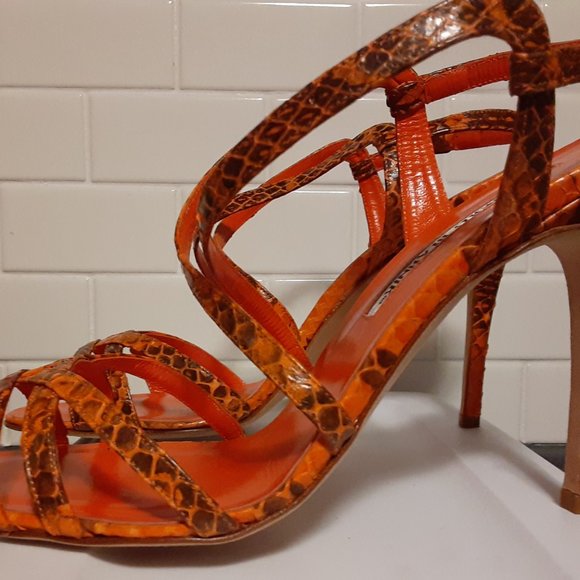 Manolo Blahnik strappy embossed snake skin sandals - Picture 5 of 6